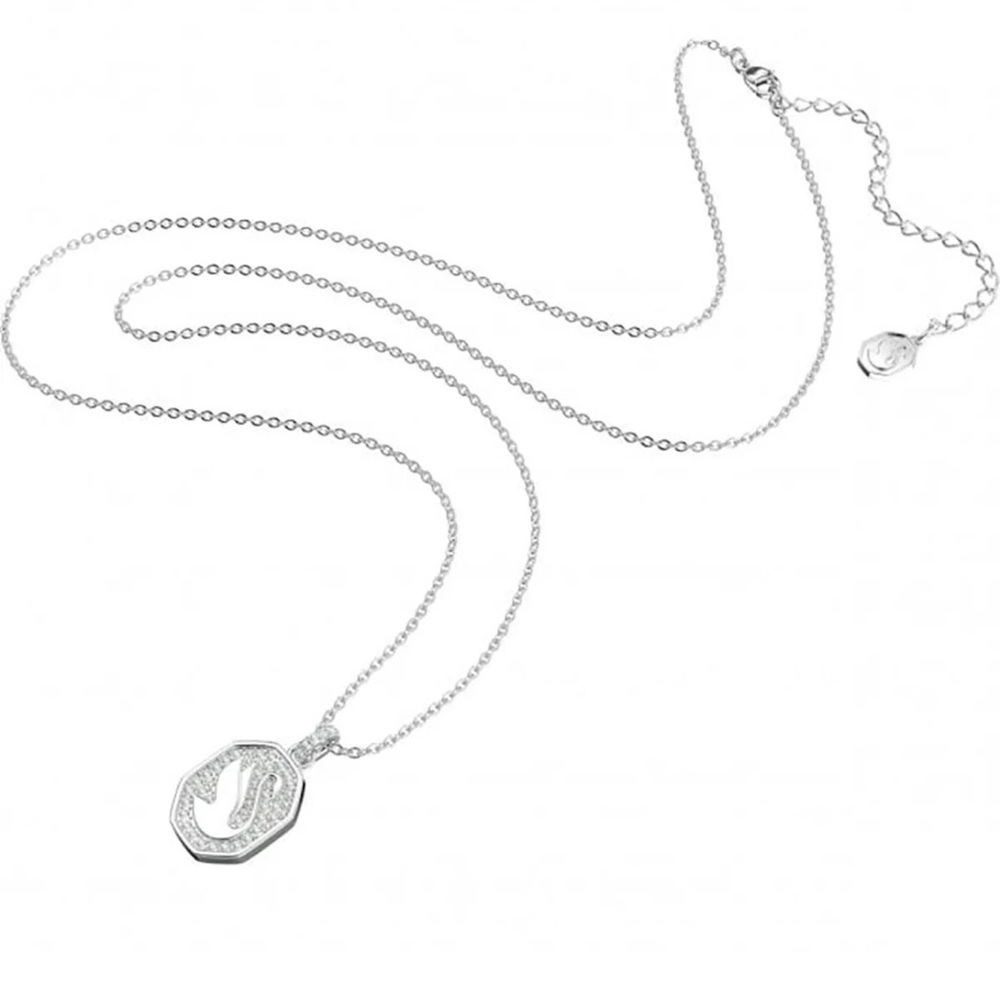 Swarovski Signum Swan Pendant Necklace Long White Rhodium Plated NWT - Picture 4 of 10